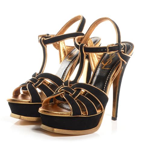 ysl tribute sandal black and gold|YSL tribute platform.